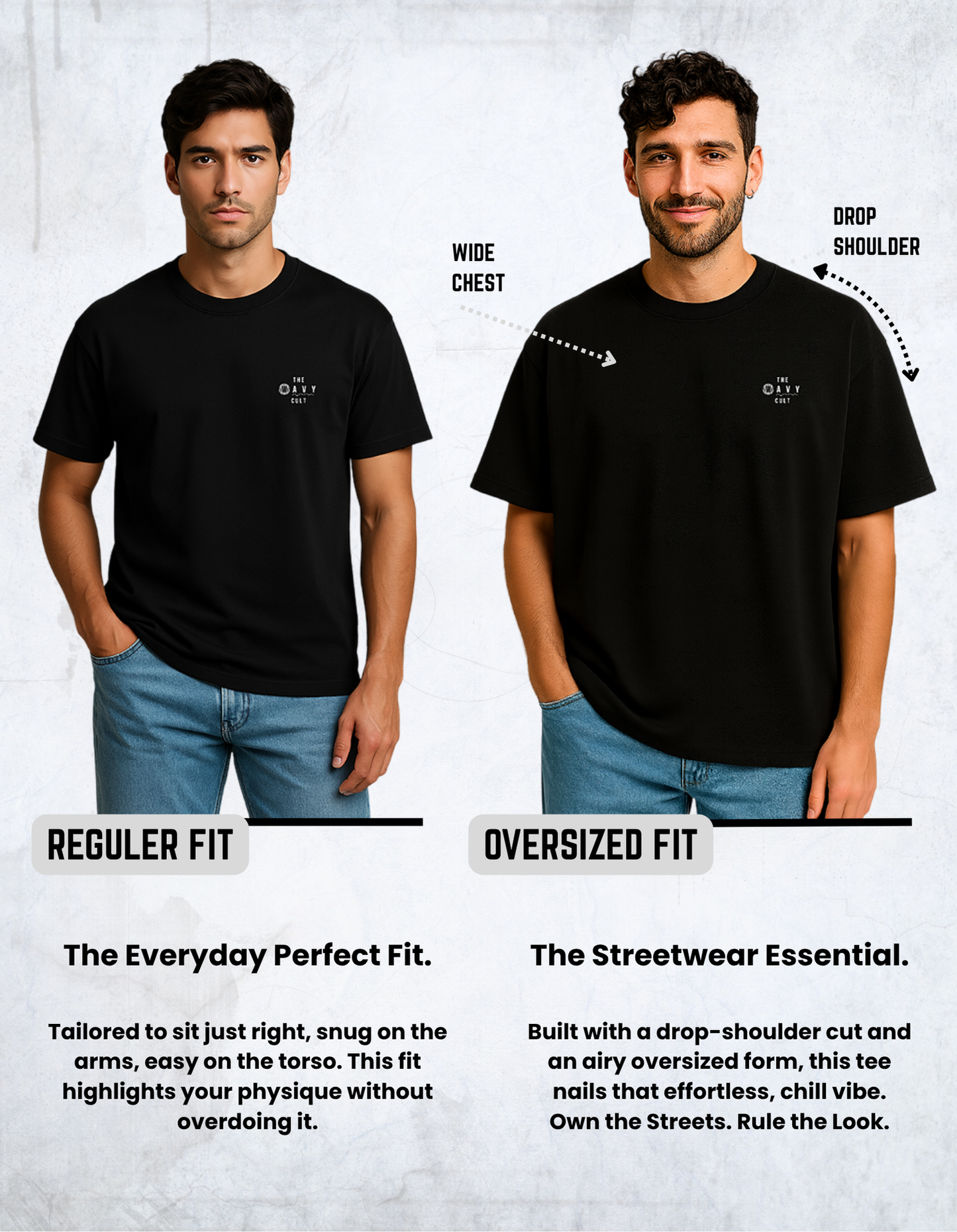 Venin Navy Blue Oversized T-Shirt