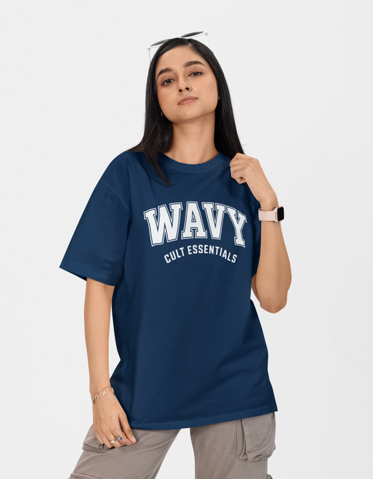Wavy Cult Essentials Blue Oversized T-Shirt