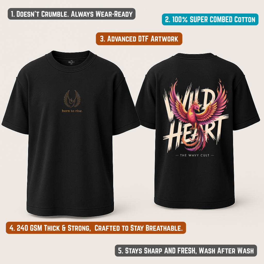 Wild Heart Black Oversized T-Shirt