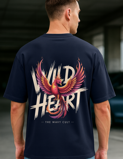 Wild Heart Navy Blue Oversized T-Shirt