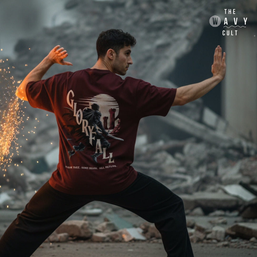 Glory Fall Maroon Oversized Classic T-Shirt