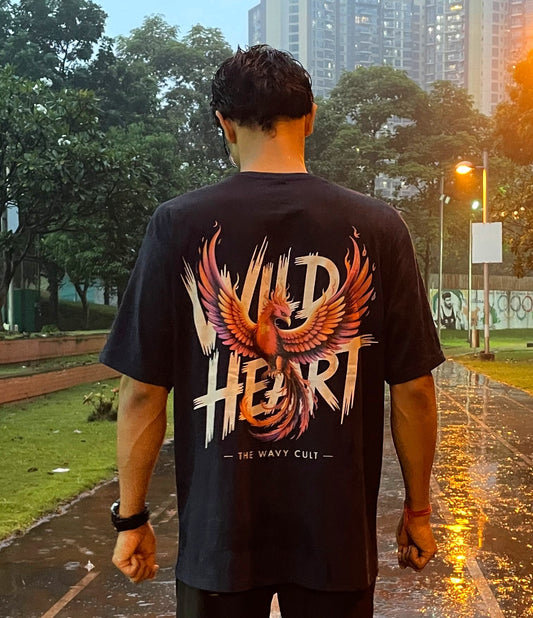 Wild Heart Navy Blue Oversized T-Shirt